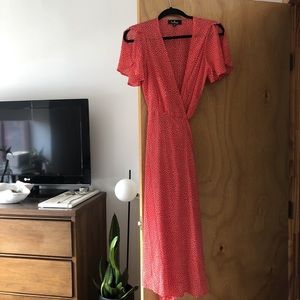 LULUS - red and white polka dot wrap dress